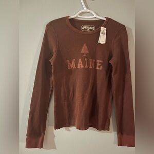 American Eagle Brown Waffle long sleeve new with tags graphic MAINE shirt